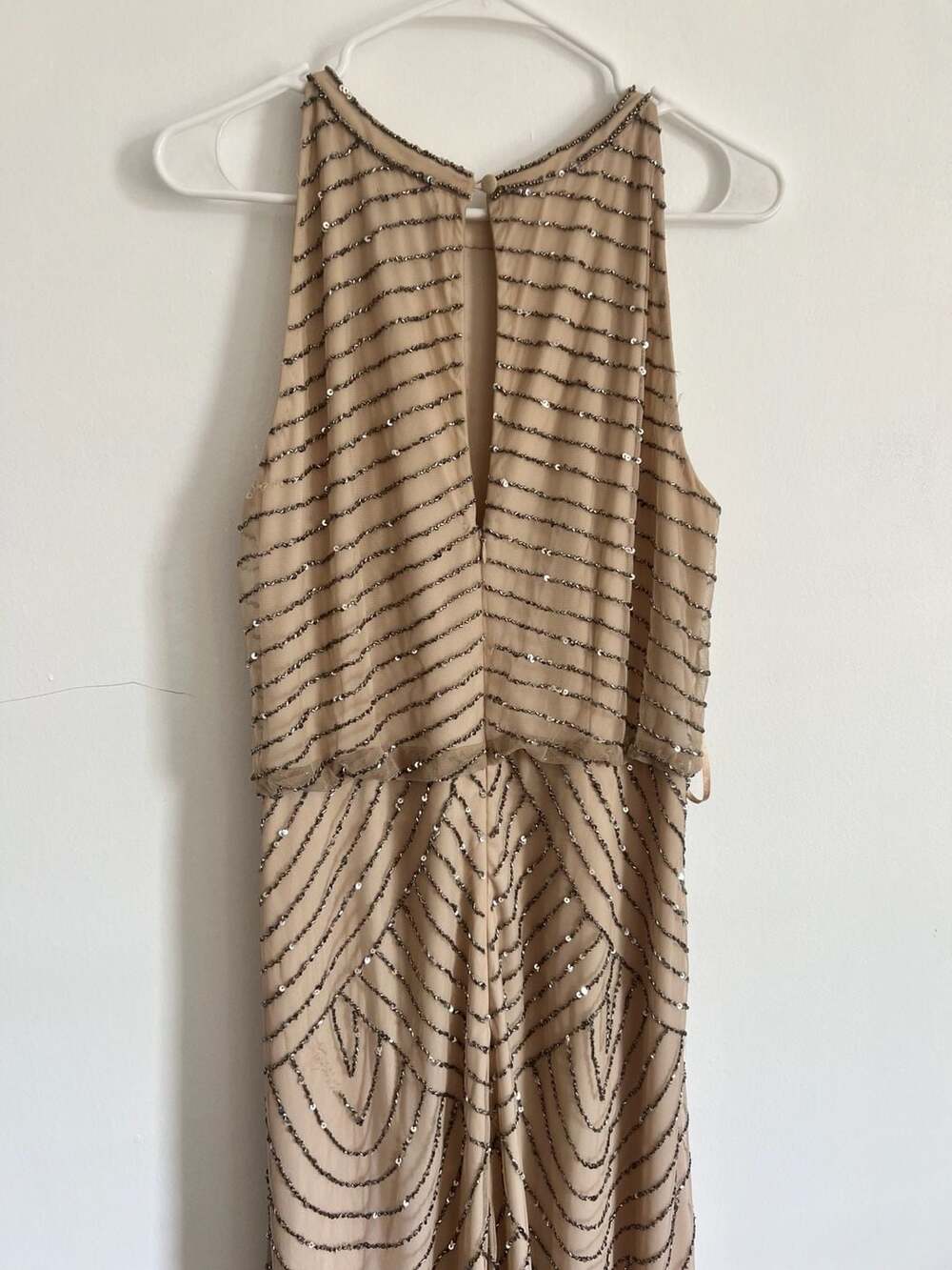 Adrianna Papell Madigan Art Deco Beaded Halter Blouson Gown - Picture 8 of 12
